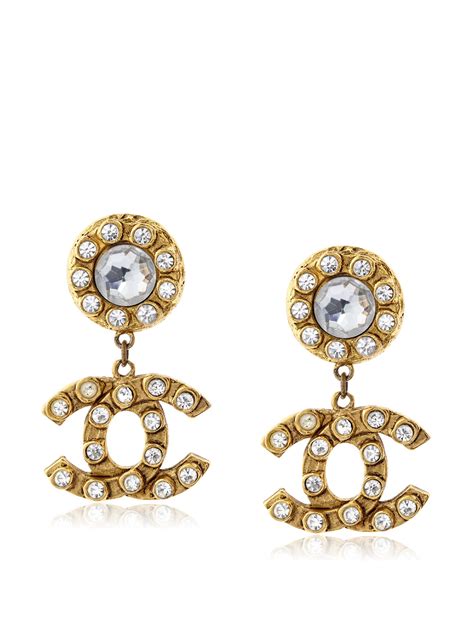 diamond hanging chanel earrings|genuine Chanel earrings.